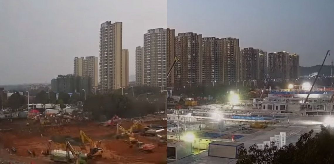 Impresionante timelapse: la construcción del hospital chino para combatir el coronavirus en un minuto